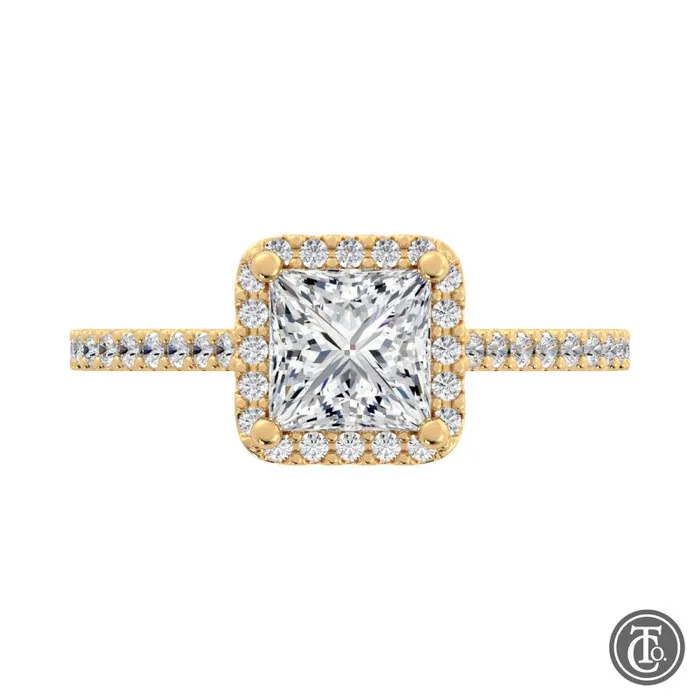 Rings Thollot Co Princess Halo SemiMount Engagement Ring with Diamond Accents Rings Thollot Co Princess Halo SemiMount Engagement Ring with Diamond Accents