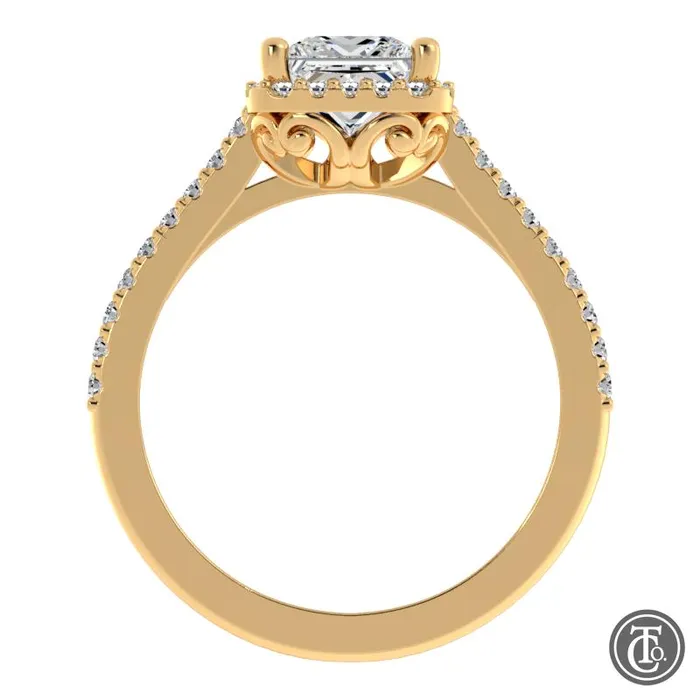Rings Thollot Co Princess Halo SemiMount Engagement Ring with Diamond Accents Rings Thollot Co Princess Halo SemiMount Engagement Ring with Diamond Accents