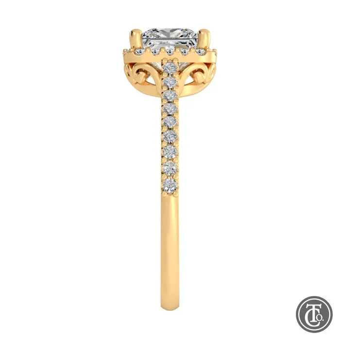 Rings Thollot Co Princess Halo SemiMount Engagement Ring with Diamond Accents Rings Thollot Co Princess Halo SemiMount Engagement Ring with Diamond Accents