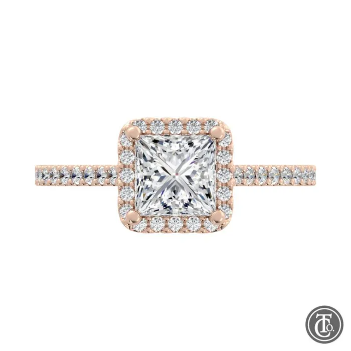 Rings Thollot Co Princess Halo SemiMount Engagement Ring with Diamond Accents Rings Thollot Co Princess Halo SemiMount Engagement Ring with Diamond Accents