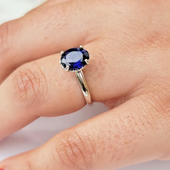 Rings Uniquelan Jewelry Real Blue Sapphire Heart Ring