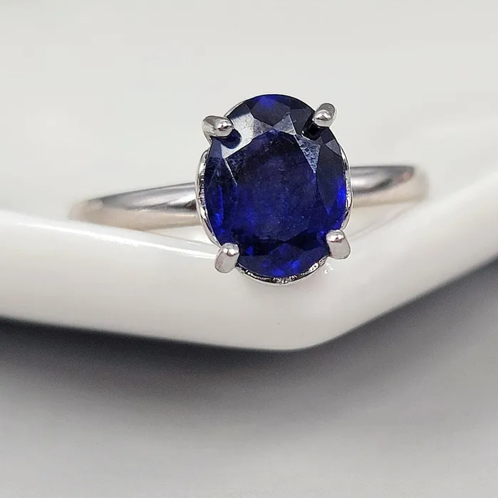 Rings Uniquelan Jewelry Real Blue Sapphire Heart Ring Rings Uniquelan Jewelry Real Blue Sapphire Heart Ring
