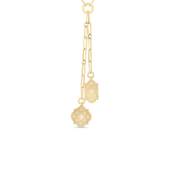 ROBERTO COIN Venetian Princess Double Medallion with Diamond Accents Necklace Necklaces ROBERTO COIN Venetian Princess Double Medallion with Diamond Accents Necklace Necklaces