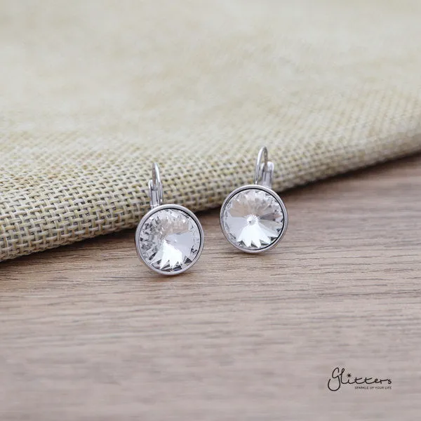 Round Crystal Hook Earrings 5 Colour Options Glitters Earrings