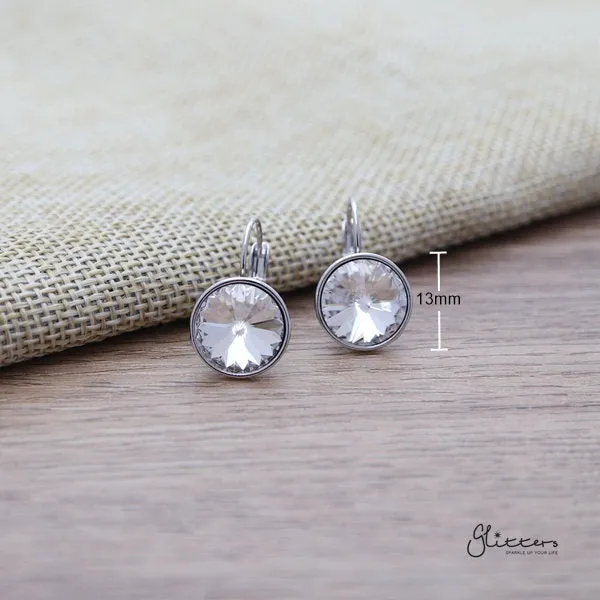 Round Crystal Hook Earrings 5 Colour Options Glitters Earrings