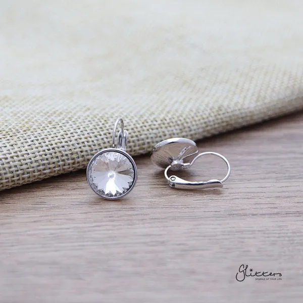 Round Crystal Hook Earrings 5 Colour Options Glitters Earrings