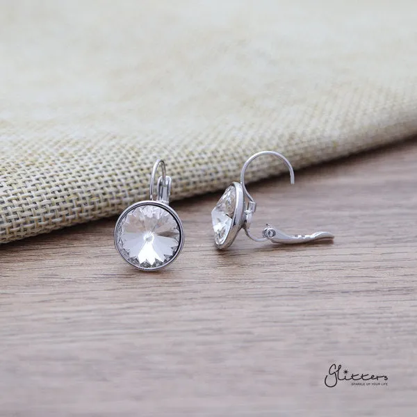 Round Crystal Hook Earrings 5 Colour Options Glitters Earrings
