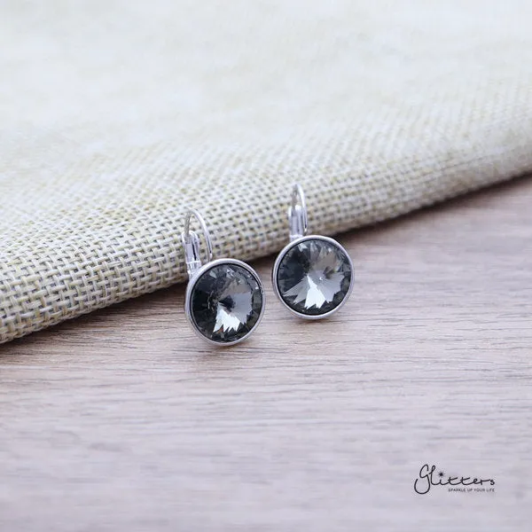 Round Crystal Hook Earrings 5 Colour Options Glitters Earrings