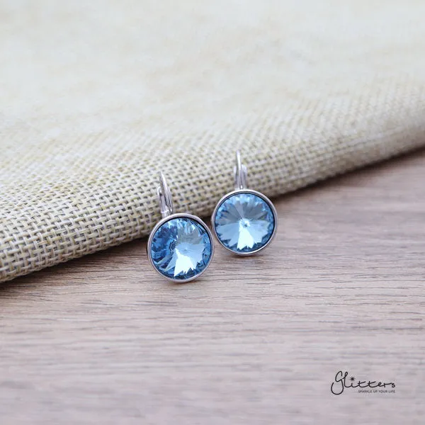 Round Crystal Hook Earrings 5 Colour Options Glitters Earrings