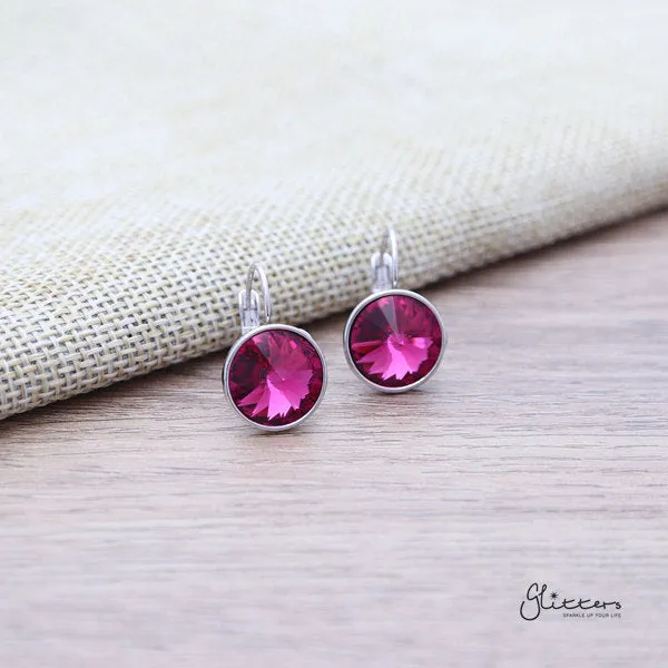 Round Crystal Hook Earrings 5 Colour Options Glitters Earrings
