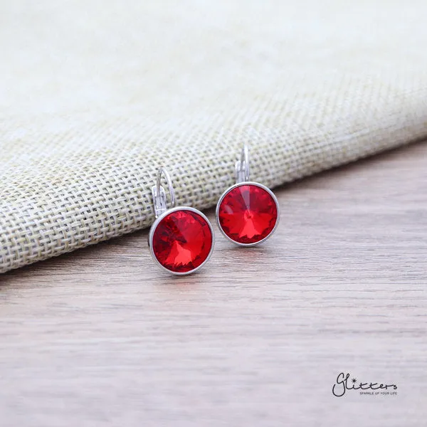 Round Crystal Hook Earrings 5 Colour Options Glitters Earrings