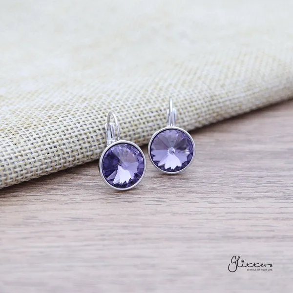 Round Crystal Hook Earrings 5 Colour Options Glitters Earrings