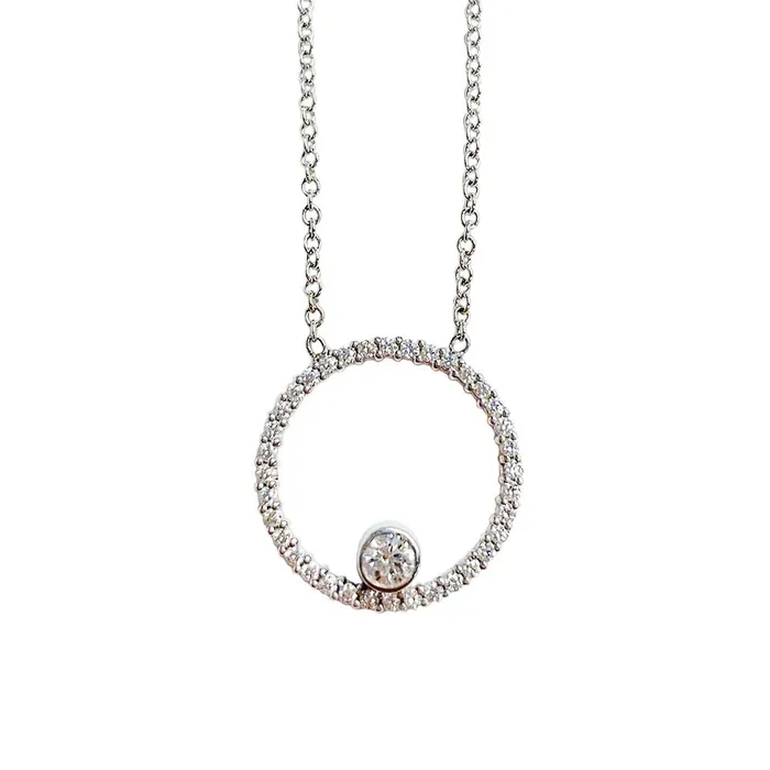 Round Diamond Circle Pendant Necklace JACK KELEGE CO Necklaces
