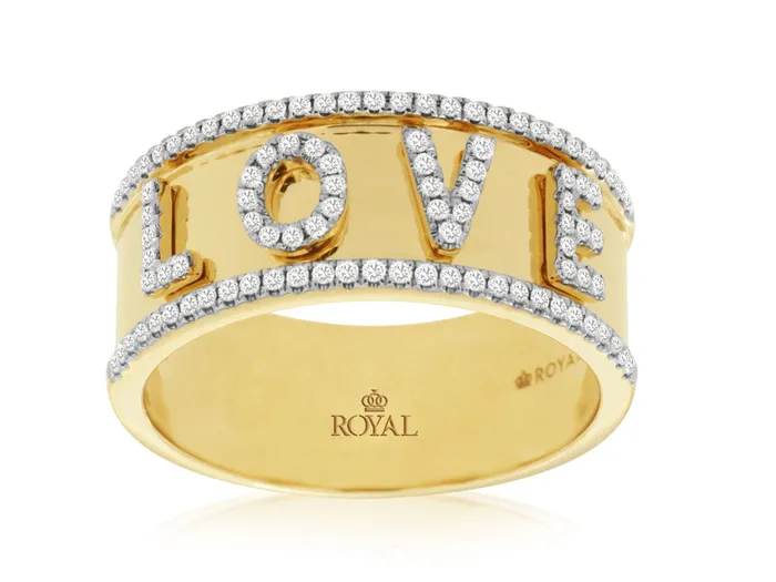 Royal 14K Yellow Gold 026ctw Love Diamond Fashion Ring ROYAL JEWELRY MFG INC Rings Royal 14K Yellow Gold 026ctw Love Diamond Fashion Ring ROYAL JEWELRY MFG INC Rings