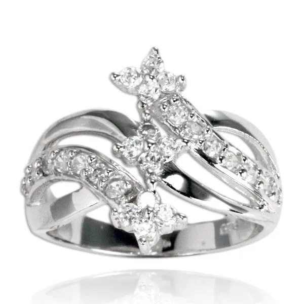 RZ7077 Shooting Star Triplet CZ Ring Teeda Rings