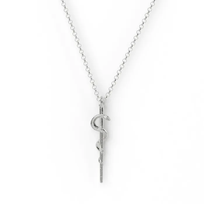sciencejewelry1824 Necklaces rod of Asclepius necklace silver