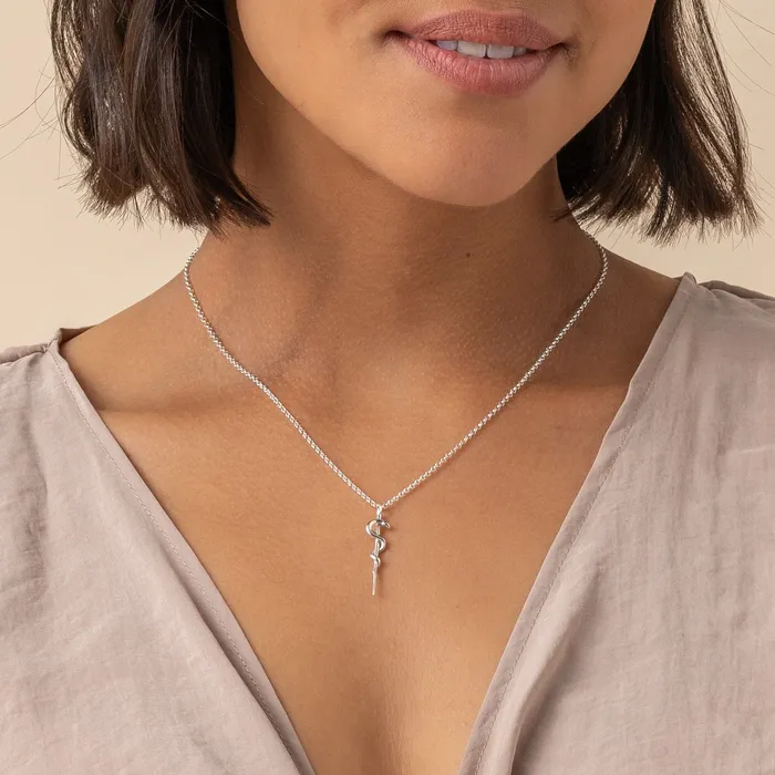 sciencejewelry1824 Necklaces rod of Asclepius necklace silver