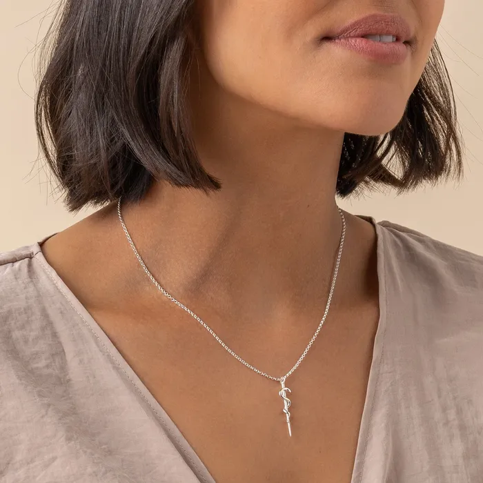 sciencejewelry1824 Necklaces rod of Asclepius necklace silver