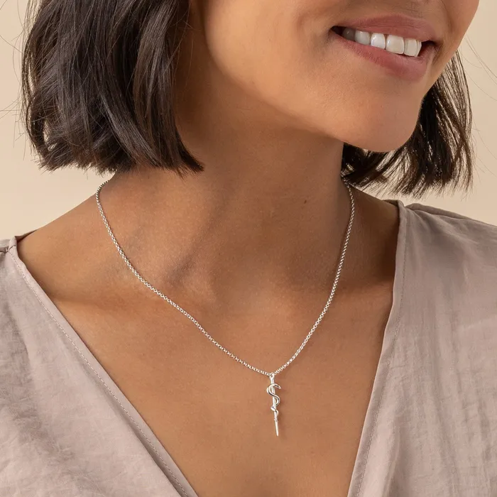 sciencejewelry1824 Necklaces rod of Asclepius necklace silver