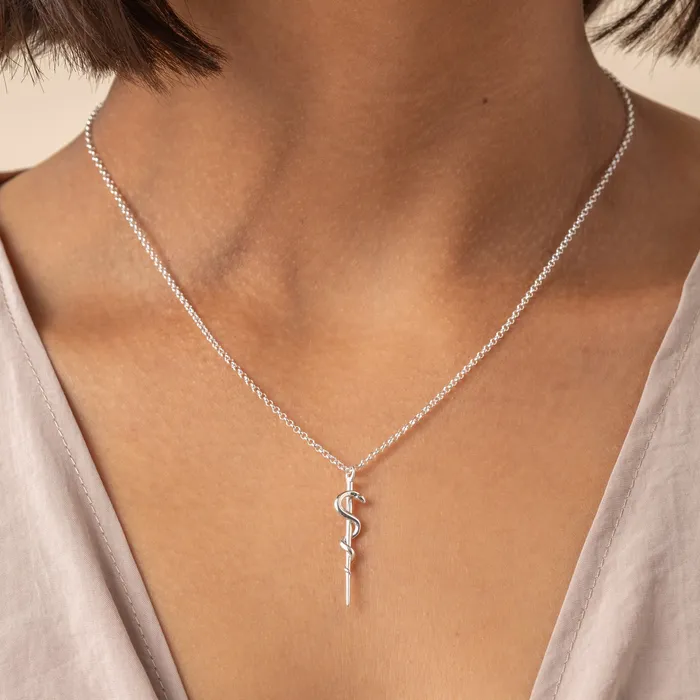 sciencejewelry1824 Necklaces rod of Asclepius necklace silver