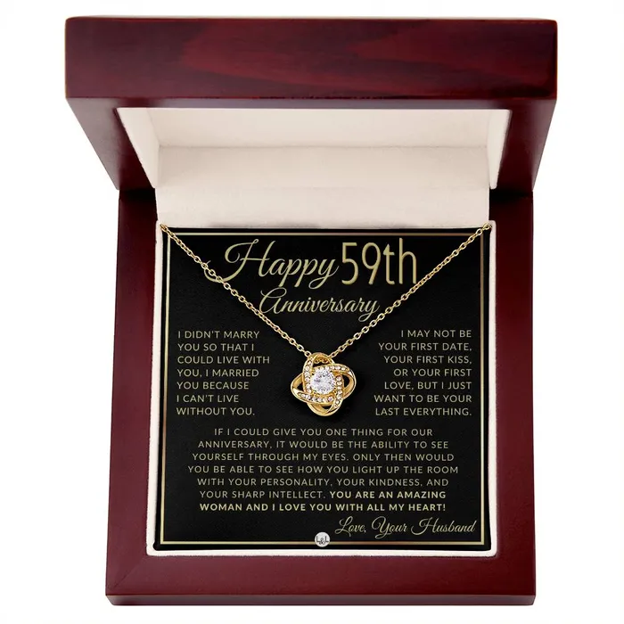 ShineOn Fulfillment 59th Anniversary Gift For Wife Beautiful Womens Pendant Necklace Heartfelt Anniversary Message Necklaces