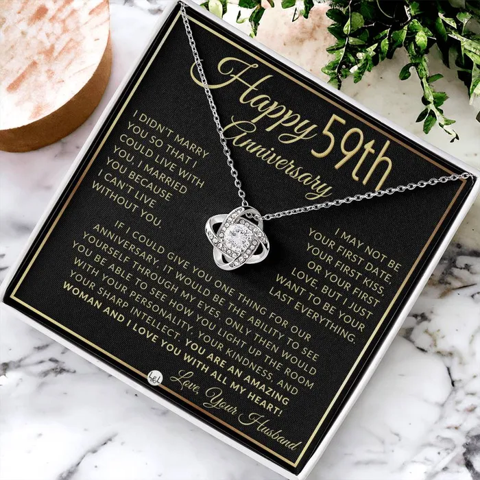 ShineOn Fulfillment 59th Anniversary Gift For Wife Beautiful Womens Pendant Necklace Heartfelt Anniversary Message Necklaces