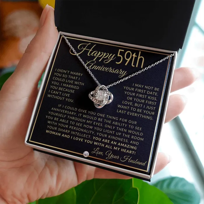 ShineOn Fulfillment 59th Anniversary Gift For Wife Beautiful Womens Pendant Necklace Heartfelt Anniversary Message Necklaces