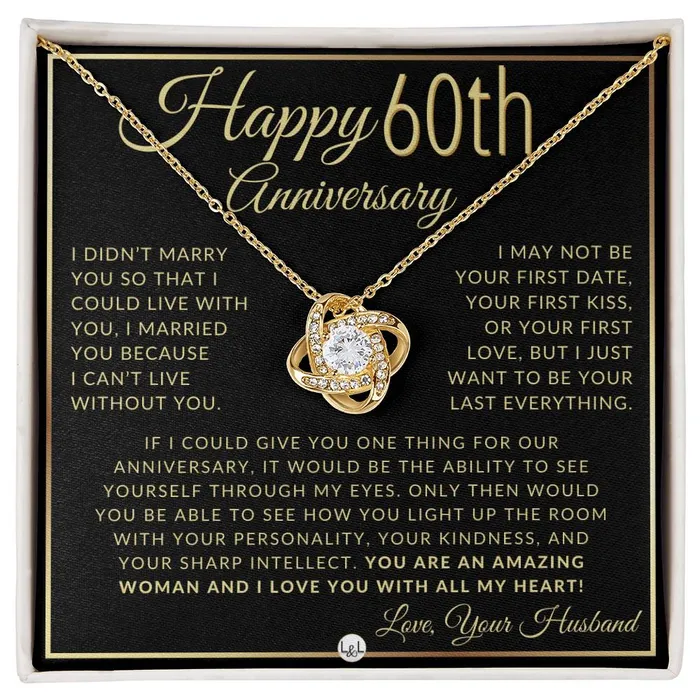 ShineOn Fulfillment 60th Anniversary Gift For Wife Beautiful Womens Pendant Necklace Heartfelt Anniversary Message Necklaces ShineOn Fulfillment 60th Anniversary Gift For Wife Beautiful Womens Pendant Necklace Heartfelt Anniversary Message Necklaces