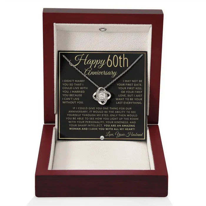 ShineOn Fulfillment 60th Anniversary Gift For Wife Beautiful Womens Pendant Necklace Heartfelt Anniversary Message Necklaces