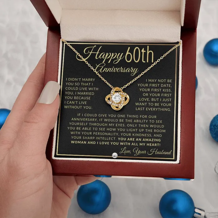 ShineOn Fulfillment 60th Anniversary Gift For Wife Beautiful Womens Pendant Necklace Heartfelt Anniversary Message Necklaces