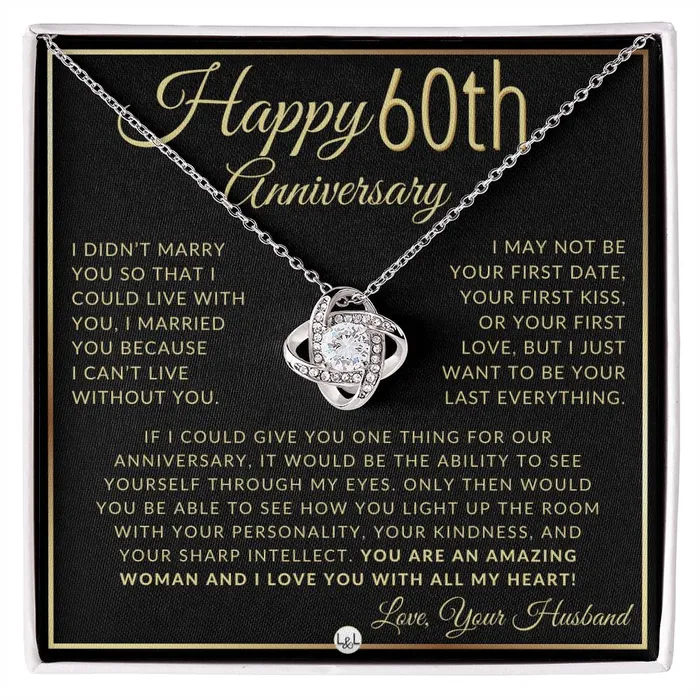 ShineOn Fulfillment 60th Anniversary Gift For Wife Beautiful Womens Pendant Necklace Heartfelt Anniversary Message Necklaces