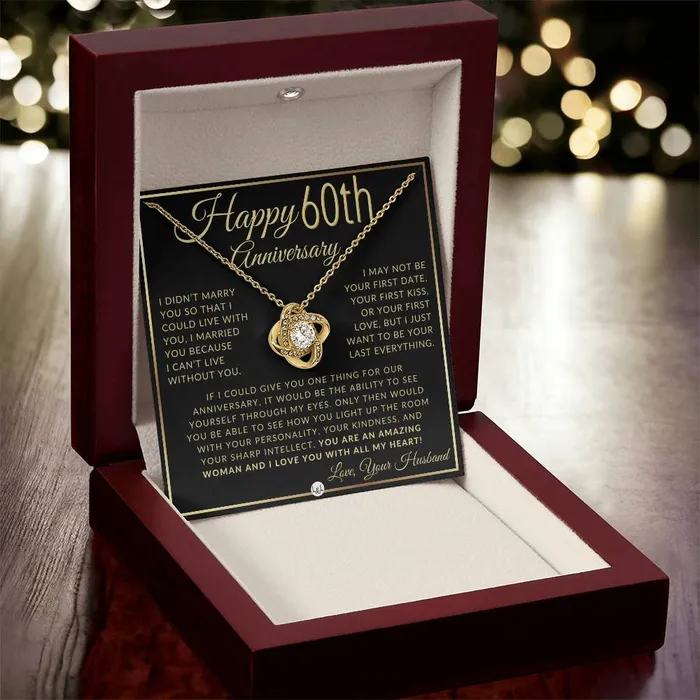ShineOn Fulfillment 60th Anniversary Gift For Wife Beautiful Womens Pendant Necklace Heartfelt Anniversary Message Necklaces
