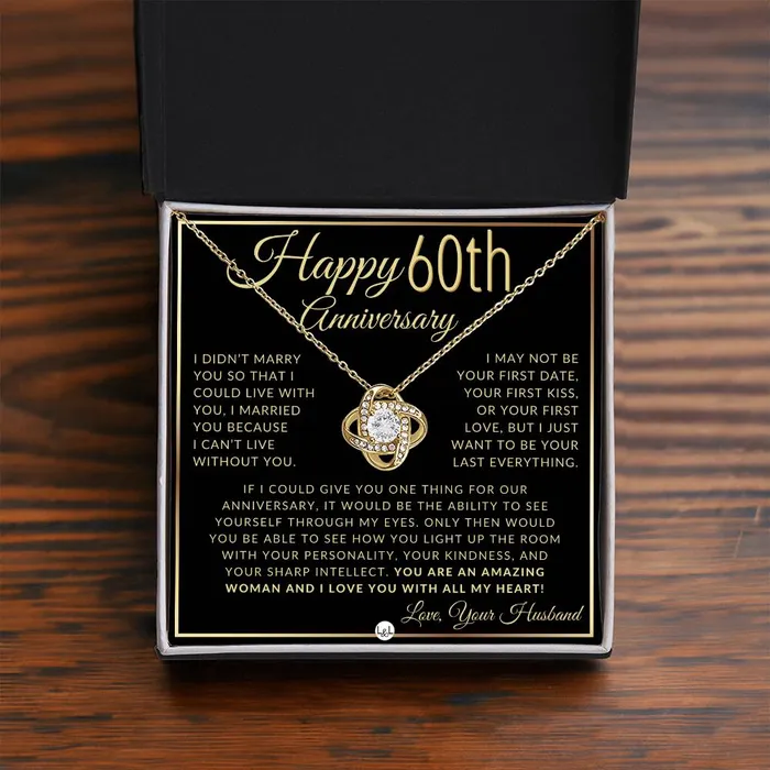 ShineOn Fulfillment 60th Anniversary Gift For Wife Beautiful Womens Pendant Necklace Heartfelt Anniversary Message Necklaces