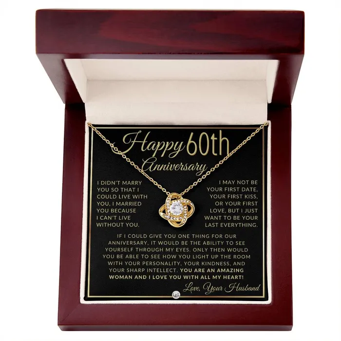 ShineOn Fulfillment 60th Anniversary Gift For Wife Beautiful Womens Pendant Necklace Heartfelt Anniversary Message Necklaces