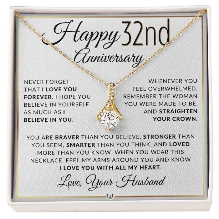ShineOn Fulfillment Necklaces 32nd Anniversary Gift For Wife Anniversary Gift Idea For Your Wife Drop Pendant Necklace Heartfelt Anniversary Message ShineOn Fulfillment Necklaces 32nd Anniversary Gift For Wife Anniversary Gift Idea For Your Wife Drop Pendant Necklace Heartfelt Anniversary Message