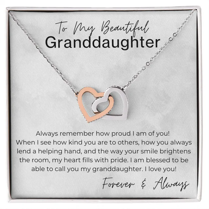 ShineOn Fulfillment Necklaces Always Remember How Proud I Am Gift for Granddaughter Interlocking Heart Pendant Necklace ShineOn Fulfillment Necklaces Always Remember How Proud I Am Gift for Granddaughter Interlocking Heart Pendant Necklace