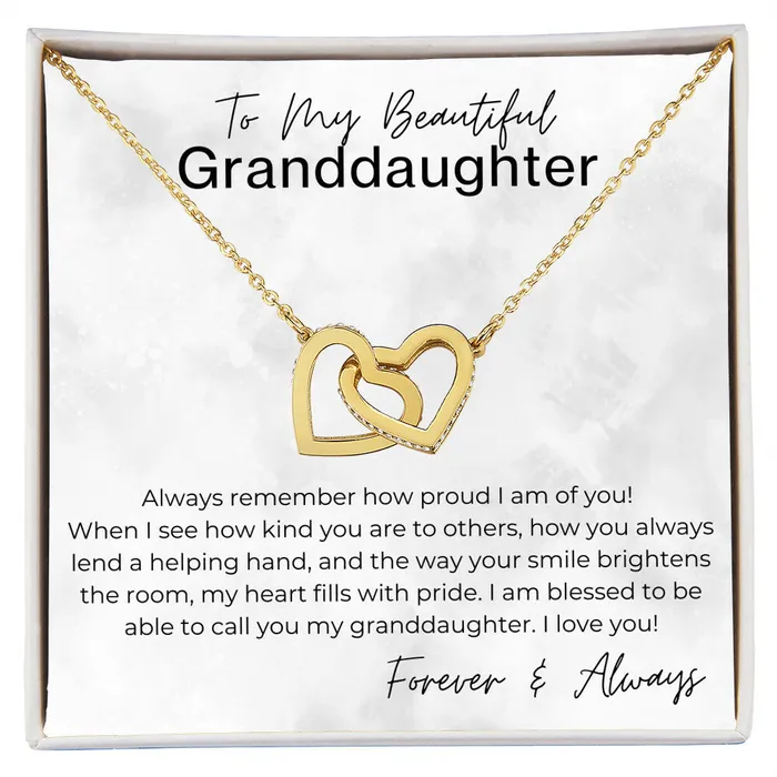 ShineOn Fulfillment Necklaces Always Remember How Proud I Am Gift for Granddaughter Interlocking Heart Pendant Necklace