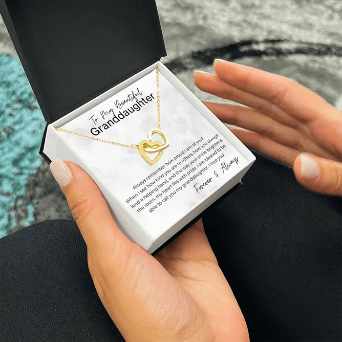 ShineOn Fulfillment Necklaces Always Remember How Proud I Am Gift for Granddaughter Interlocking Heart Pendant Necklace