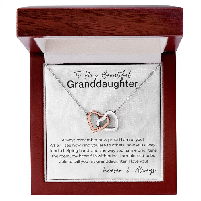 ShineOn Fulfillment Necklaces Always Remember How Proud I Am Gift for Granddaughter Interlocking Heart Pendant Necklace