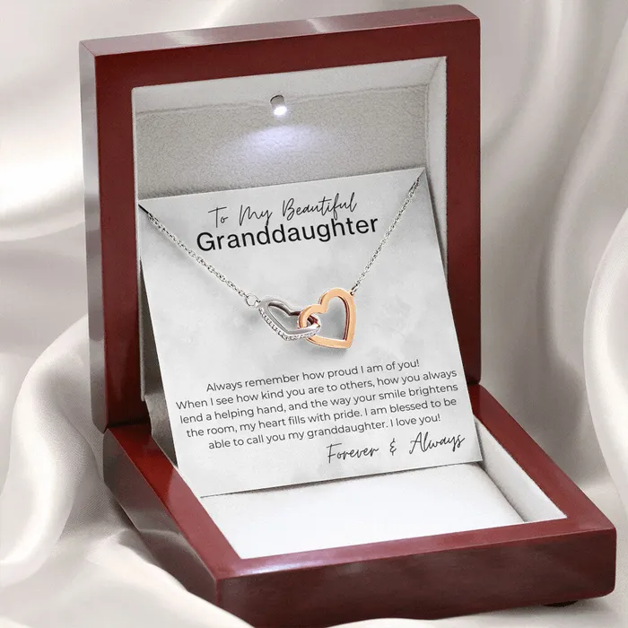 ShineOn Fulfillment Necklaces Always Remember How Proud I Am Gift for Granddaughter Interlocking Heart Pendant Necklace