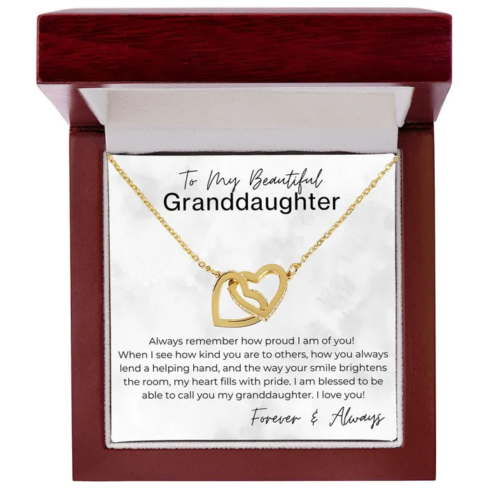 ShineOn Fulfillment Necklaces Always Remember How Proud I Am Gift for Granddaughter Interlocking Heart Pendant Necklace