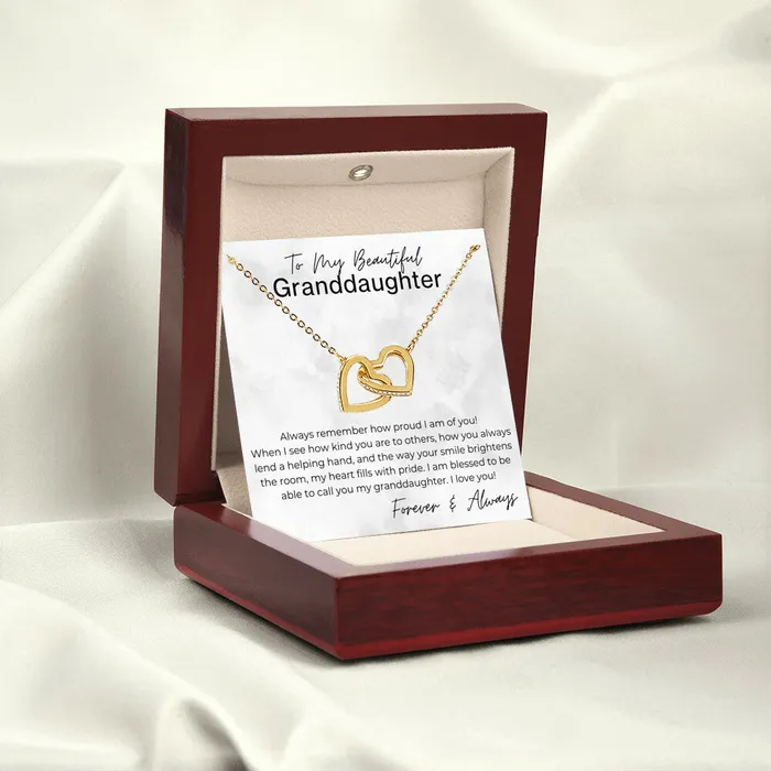ShineOn Fulfillment Necklaces Always Remember How Proud I Am Gift for Granddaughter Interlocking Heart Pendant Necklace