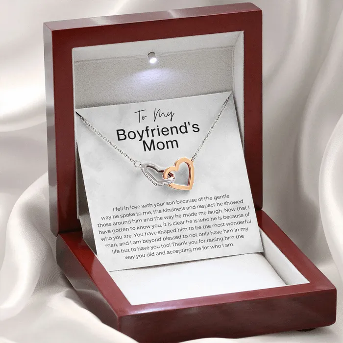 ShineOn Fulfillment Necklaces Thank You for Raising Your Son Gift for Boyfriends Mom Interlocking Heart Pendant Necklace