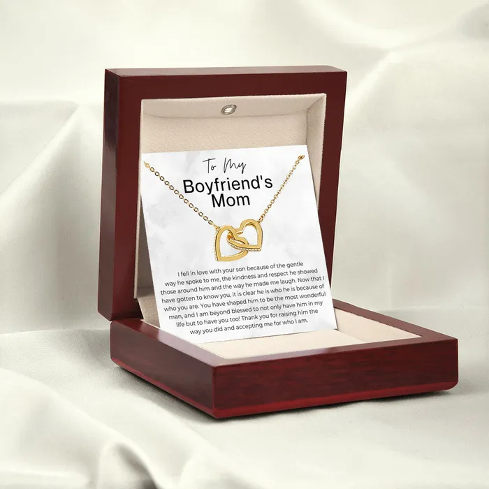ShineOn Fulfillment Necklaces Thank You for Raising Your Son Gift for Boyfriends Mom Interlocking Heart Pendant Necklace