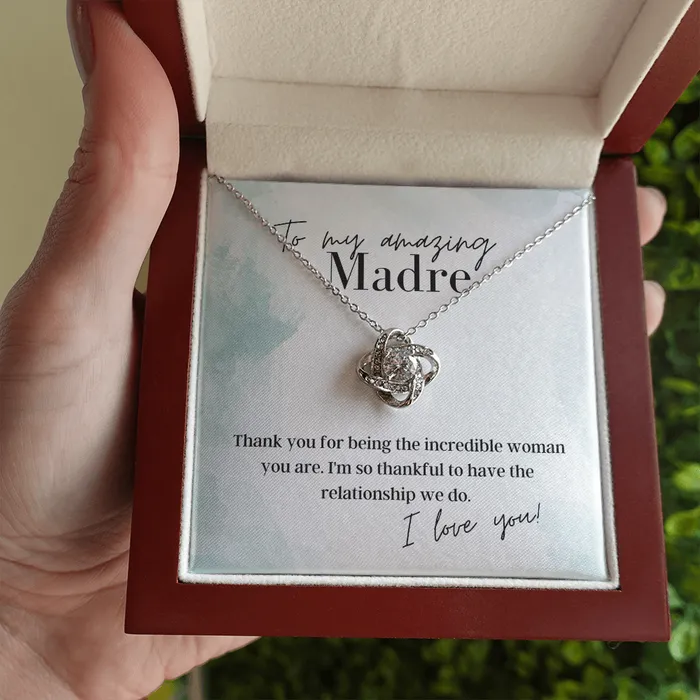 ShineOn Fulfillment Necklaces To My Amazing Madre Love Knot Pendant Necklace The Perfect Gift for Your Mardre