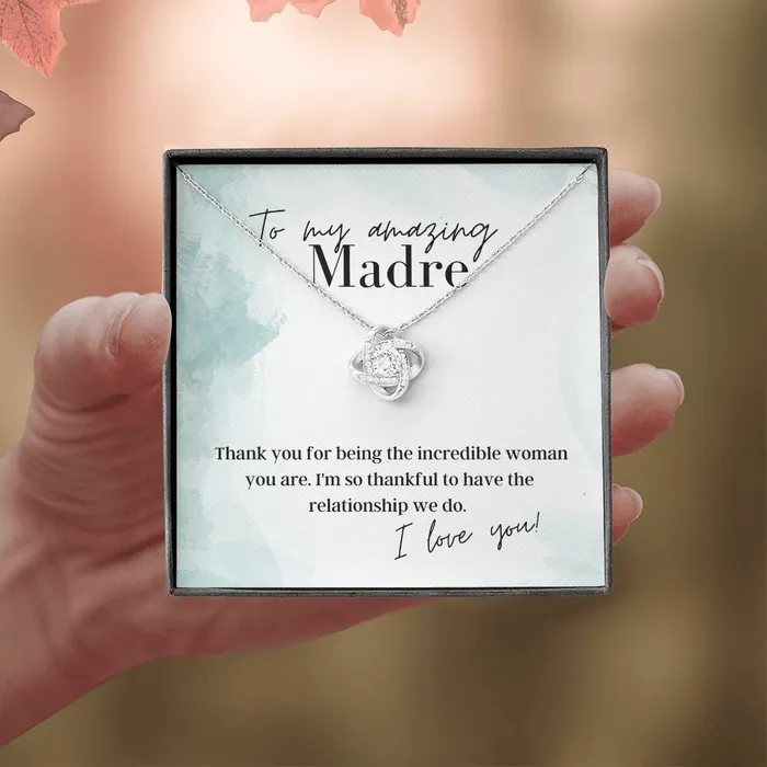 ShineOn Fulfillment Necklaces To My Amazing Madre Love Knot Pendant Necklace The Perfect Gift for Your Mardre