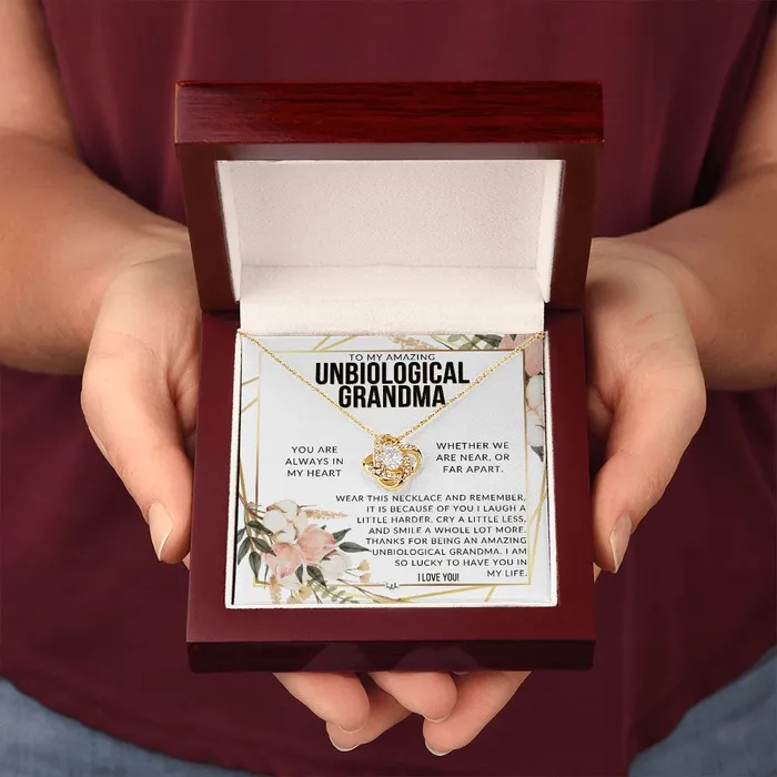 ShineOn Fulfillment Necklaces Unbiological Grandma Gift Beautiful Womens Pendant From Granddaughter Grandson Grandkids Great For Mothers Day Christmas or Birthday