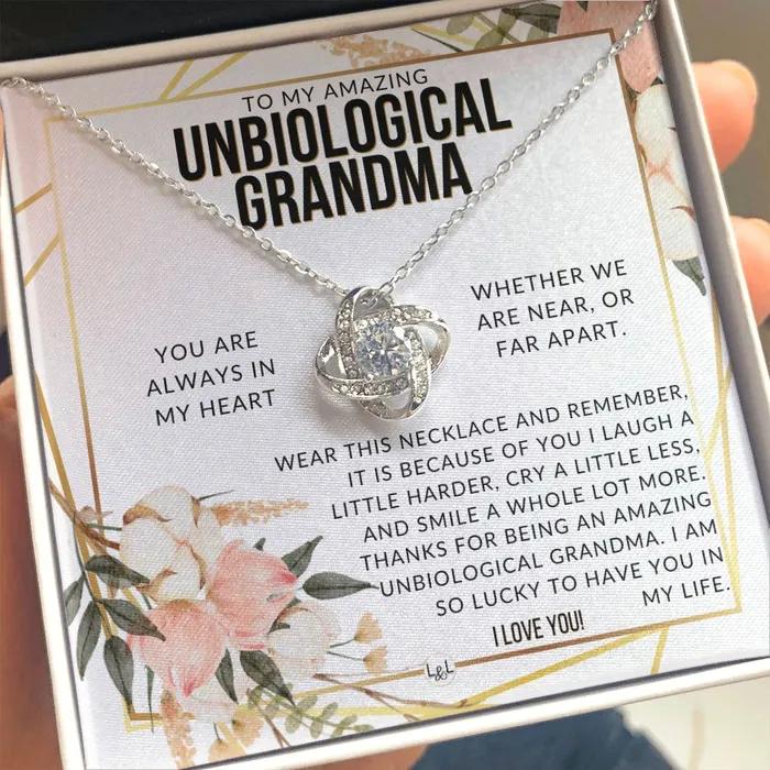 ShineOn Fulfillment Necklaces Unbiological Grandma Gift Beautiful Womens Pendant From Granddaughter Grandson Grandkids Great For Mothers Day Christmas or Birthday