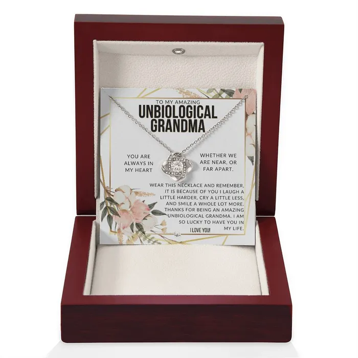 ShineOn Fulfillment Necklaces Unbiological Grandma Gift Beautiful Womens Pendant From Granddaughter Grandson Grandkids Great For Mothers Day Christmas or Birthday