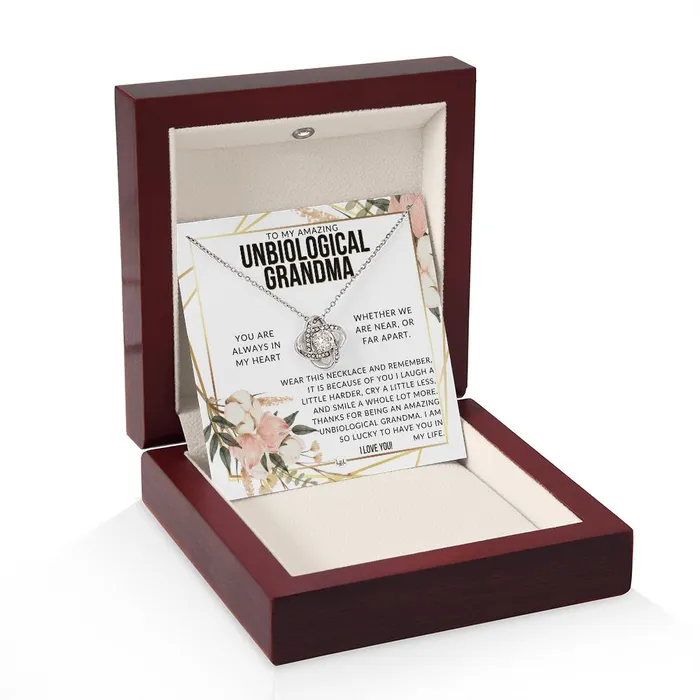 ShineOn Fulfillment Necklaces Unbiological Grandma Gift Beautiful Womens Pendant From Granddaughter Grandson Grandkids Great For Mothers Day Christmas or Birthday